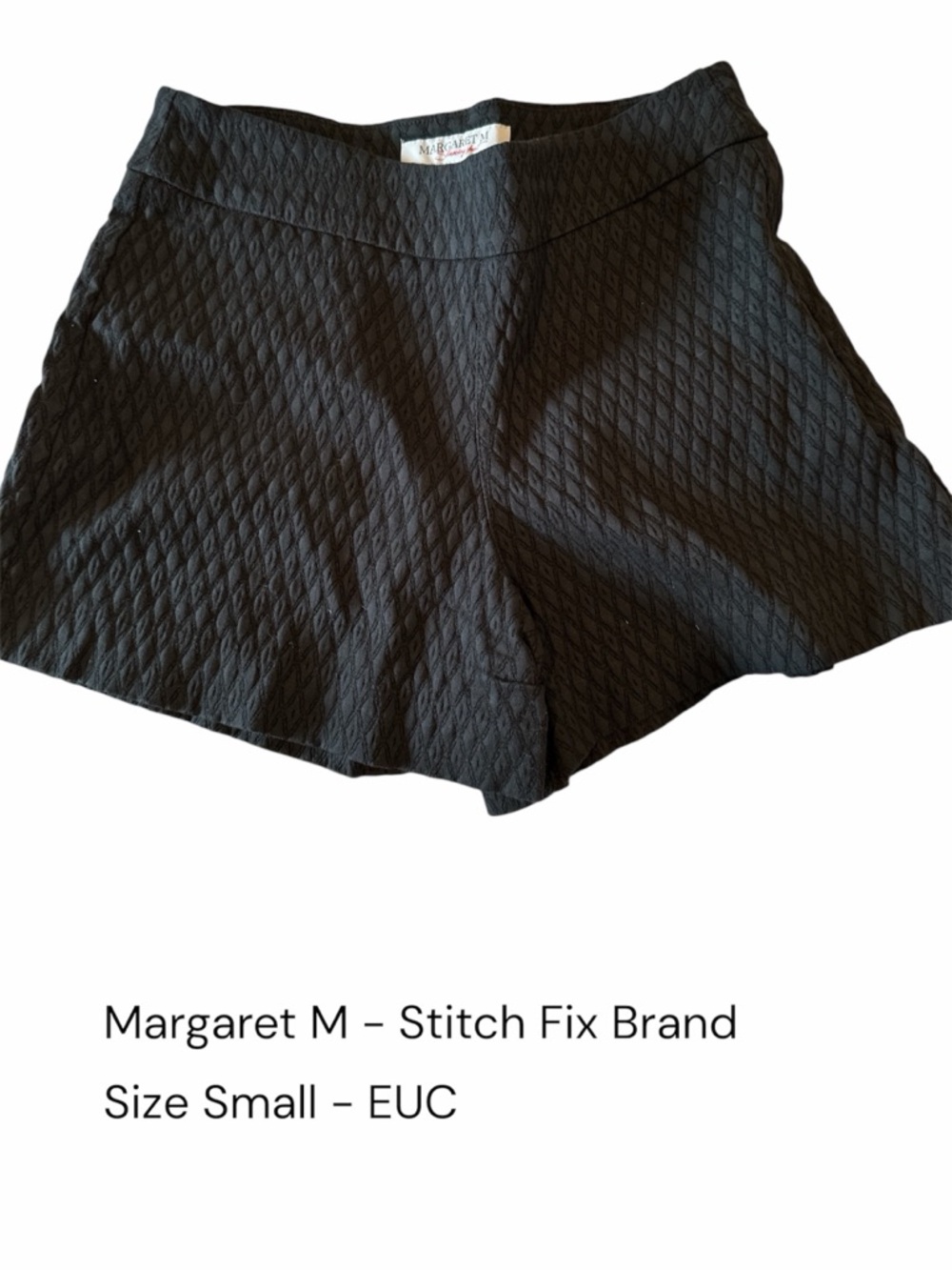 Margaret M Black Textured High-Waist Women’s Shorts - Size small